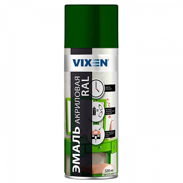 Эмаль акриловая Vixen RAL 6005 зеленый мох 520 мл