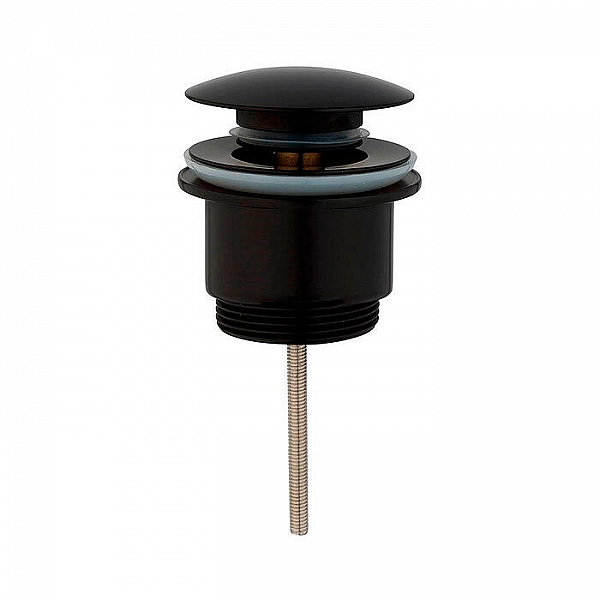 Донный клапан Ganzer F-09C универсальный с переливом круглая крышка черный