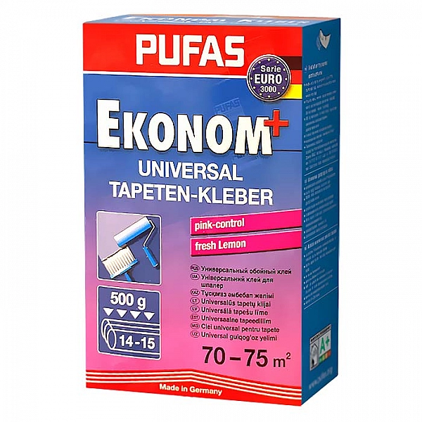 Клей обойный Pufas Econom Euro 3000 Универсальный с розовым индикатором и запахом лимона 500 г