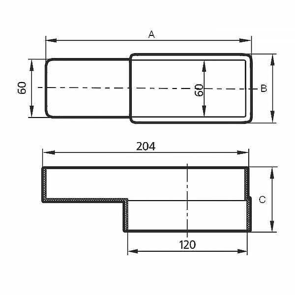 Редукция ERA 612РП20П 60*120/60*204 мм