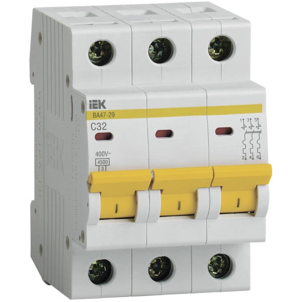 Автоматический выключатель IEK KARAT ВА47-29 3Р 32А 4.5кА х-ка С